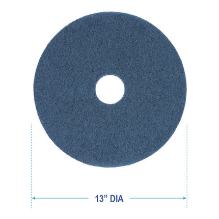 Scrubbing Floor Pads, 13" Diameter, Blue, 5/carton