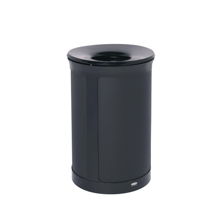 ENHANCE Series Waste Receptacle, 33 gal, Metal, Jet Black Metallic