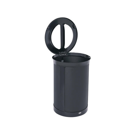 ENHANCE Series Waste Receptacle, Dual Top Hole, 23 gal, Metal, Jet Black Metallic