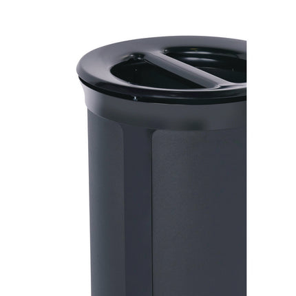 ENHANCE Series Waste Receptacle, Dual Top Hole, 23 gal, Metal, Jet Black Metallic