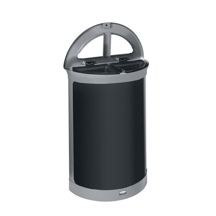 ENHANCE Series Waste Receptacle, Dual Top Hole, 11.5 gal, Metal, Pearl Gray/Umbra Gray
