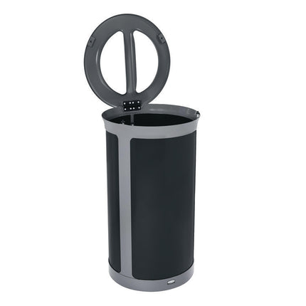 ENHANCE Series Waste Receptacle, Dual Top Hole, 33 gal, Metal, Pearl Gray/Umbra Gray