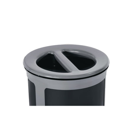 ENHANCE Series Waste Receptacle, Dual Top Hole, 33 gal, Metal, Pearl Gray/Umbra Gray