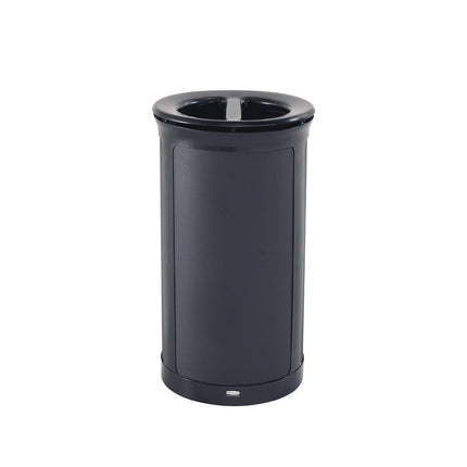 ENHANCE Series Waste Receptacle, Dual Top Hole, 33 gal, Metal, Jet Black Metallic