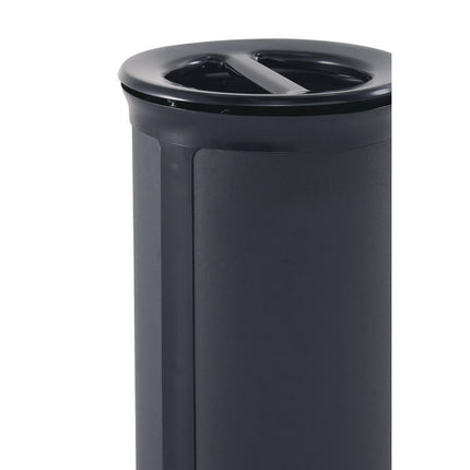 ENHANCE Series Waste Receptacle, Dual Top Hole, 33 gal, Metal, Jet Black Metallic