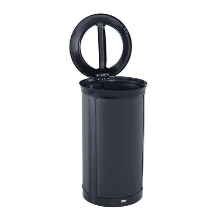 ENHANCE Series Waste Receptacle, Dual Top Hole, 33 gal, Metal, Jet Black Metallic