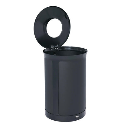 ENHANCE Series Waste Receptacle, 23 gal, Metal, Jet Black Metallic