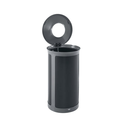 ENHANCE Series Waste Receptacle, 33 gal, Metal, Pearl Gray/Umbra Gray