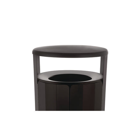 RESIST Round Waste Container, 45 gal, Metal, Textured Black/Black Gloss