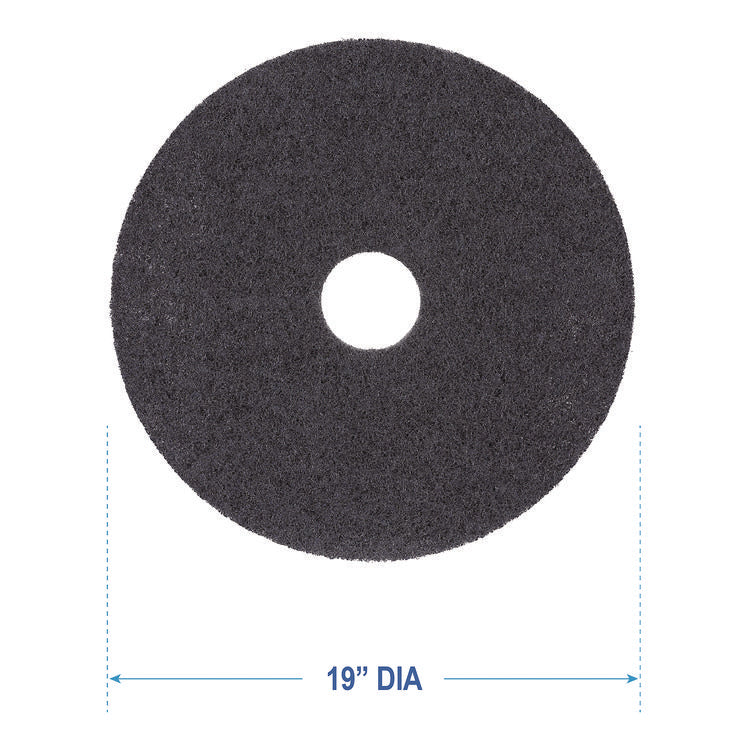 High Performance Stripping Floor Pads, 19" Diameter, Black, 5/carton