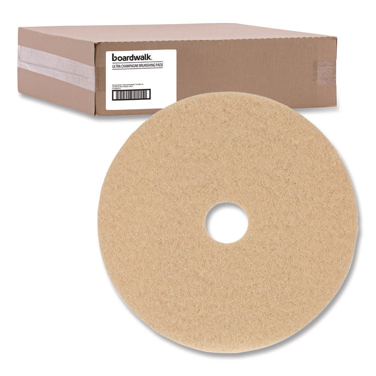 Burnishing Floor Pads, 27" Diameter, Tan, 5/Carton