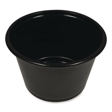 Souffle/Portion Cups, 4 oz, Plastic, Black, 2,500/Carton