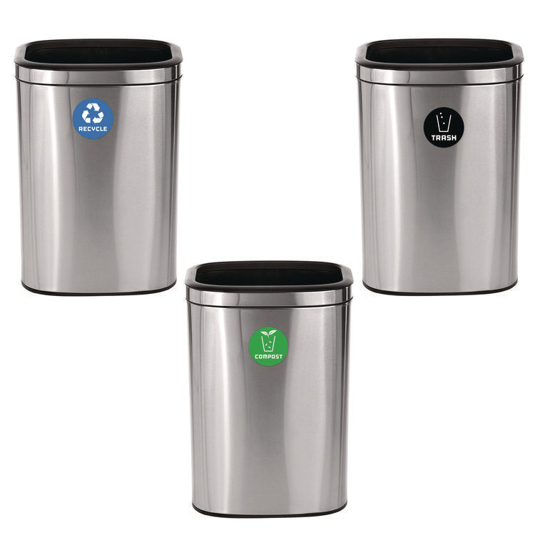 10.5 Gallon Recycle, Trash and Compost Combo Station, Brushed Stainless Steel