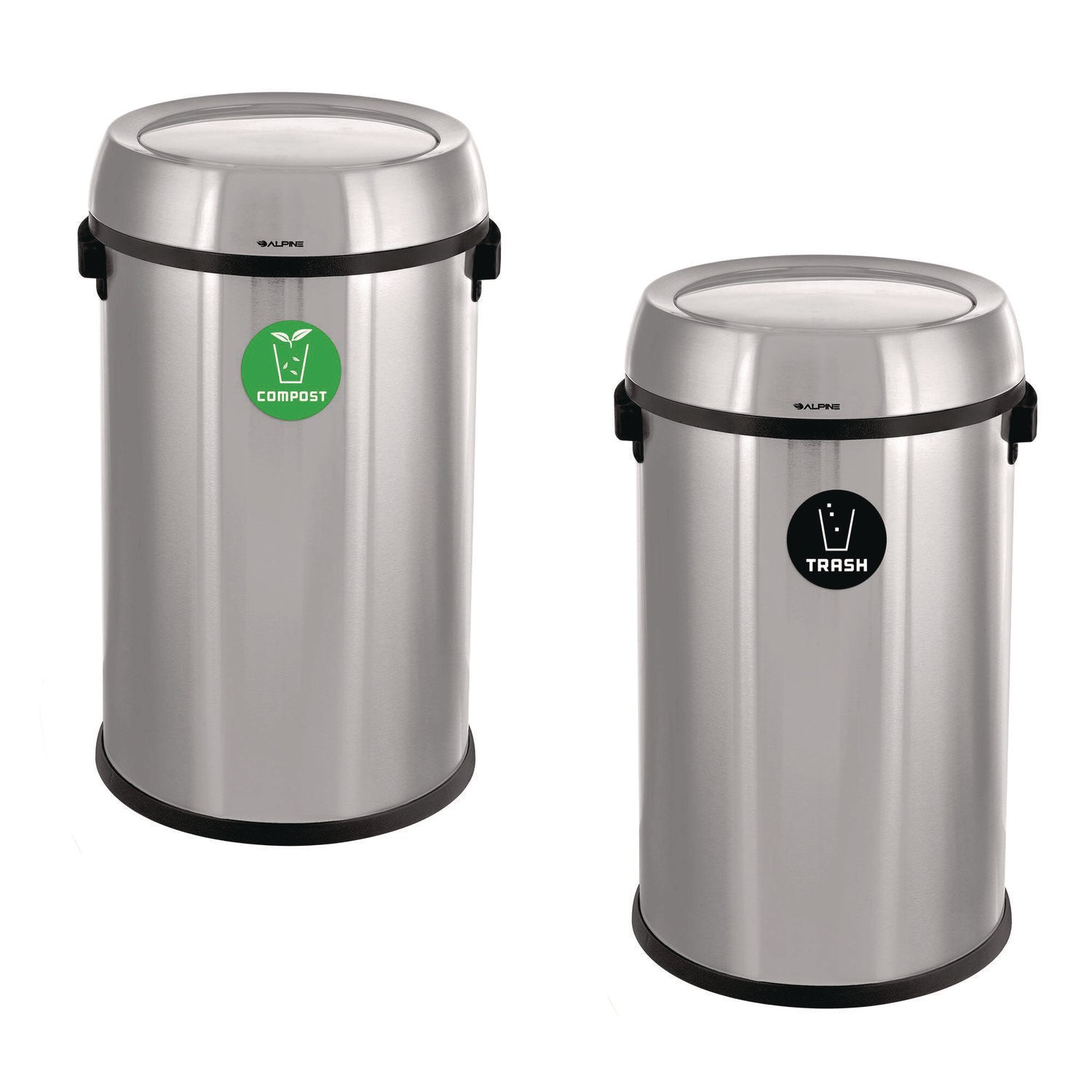 17 Gallon Stainless Steel Indoor Compost and Trash Station with Swivel Lid