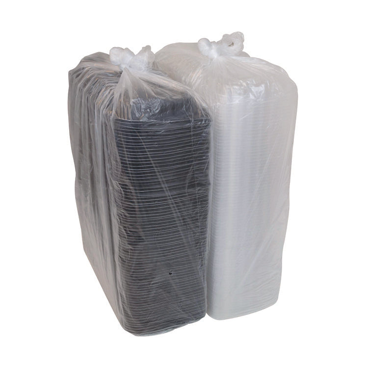 MealMaster Rib Container Base/Lid, 16.6 x 7.3 x 2.3, Black/Clear, Plastic, 80/Carton