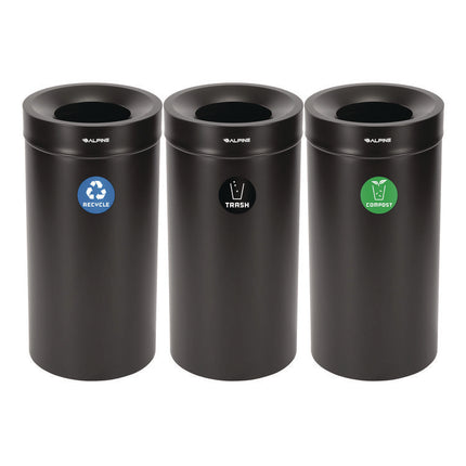 27 Gallon Black Stainless Steel Compost Bin, Recycling Can and Trash Receptacle