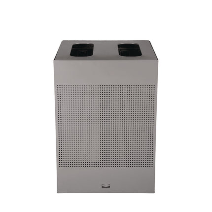 Designer Line Silhouettes Waste Receptacle, 34 gal, Steel, Silver Metallic