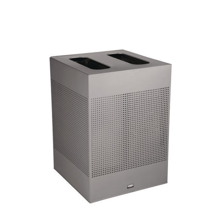 Designer Line Silhouettes Waste Receptacle, 34 gal, Steel, Silver Metallic