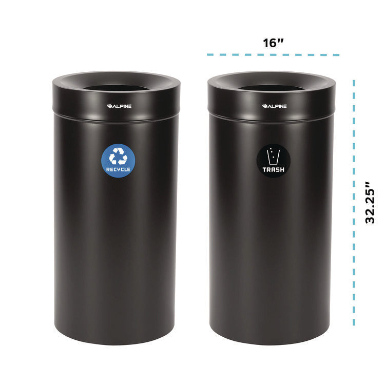 27 Gallon Black Stainless Steel Recycling Can and Trash Receptacle