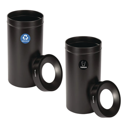 27 Gallon Black Stainless Steel Recycling Can and Trash Receptacle