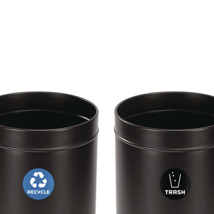 27 Gallon Black Stainless Steel Recycling Can and Trash Receptacle