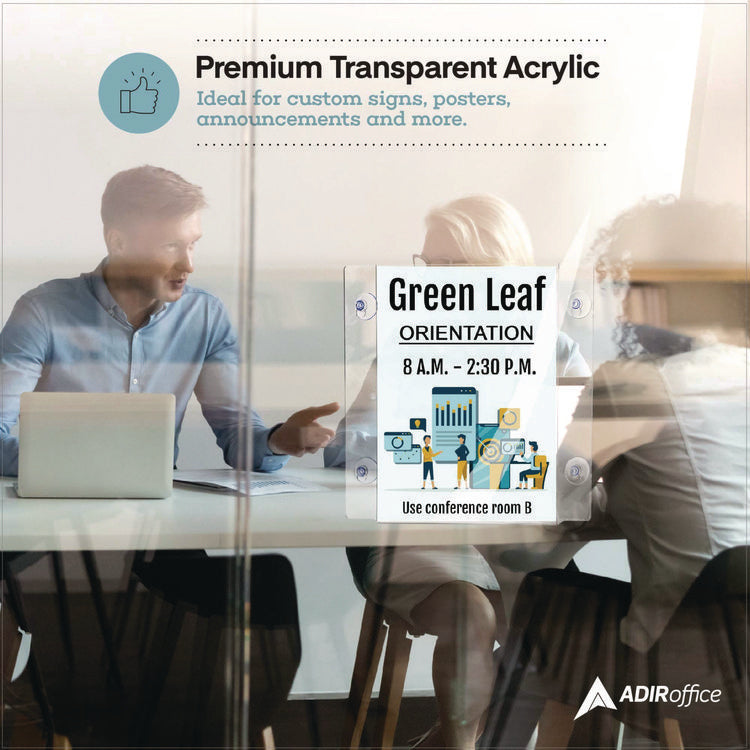 Suction-Mount Acrylic Window Sign Holders, 8.5 x 11, Clear, 12 Sign Holders