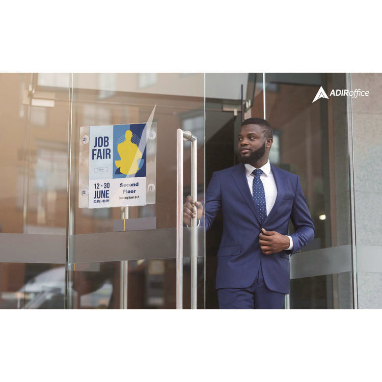 Suction-Mount Acrylic Window Sign Holders, 8.5 x 11, Clear, 12 Sign Holders