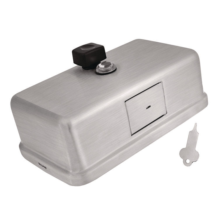 Horizontal Manual Surface-Mounted Stainless Steel Liquid Soap Dispenser, 40 oz, 2.8 x 8.1 x 4.8, Brushed Stainless Steel