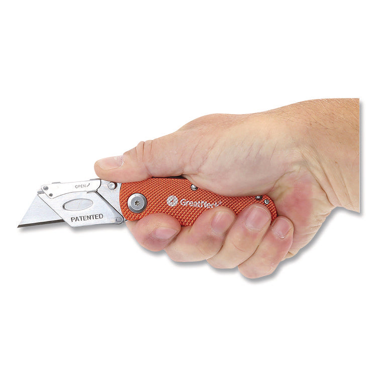 Quick Change Lock Back Utility Knife, 3.5" Aluminum Handle, Orange