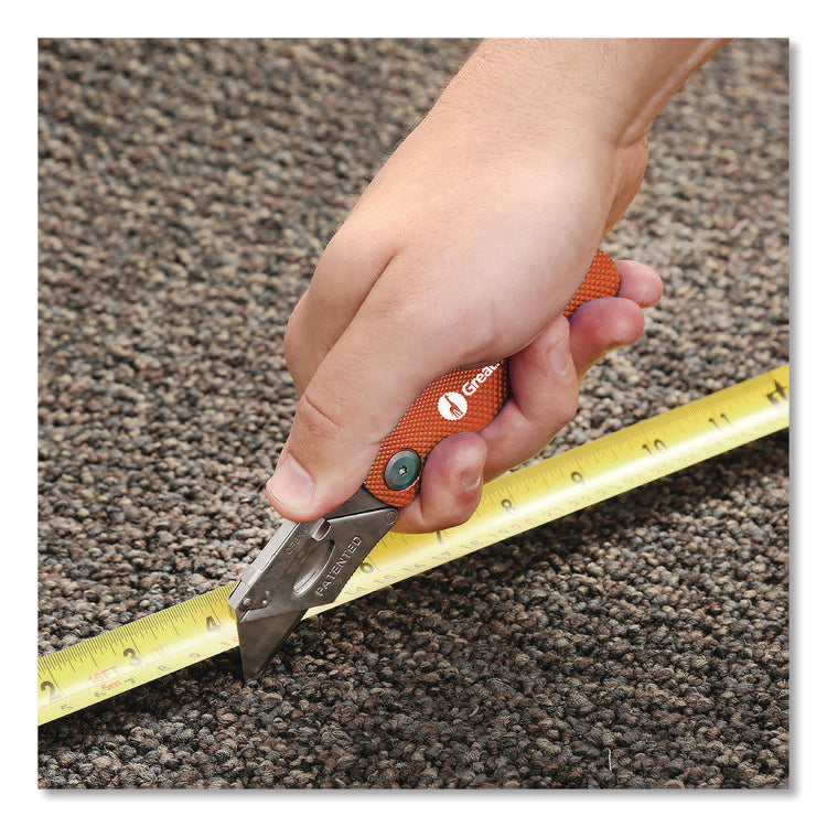 Quick Change Lock Back Utility Knife, 3.5" Aluminum Handle, Orange