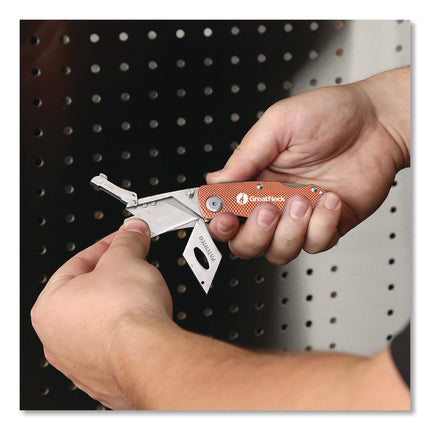 Quick Change Lock Back Utility Knife, 3.5" Aluminum Handle, Orange