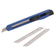 Snap-Off Utility Knife, 9 mm Blade, 5" Plastic Handle, Blue