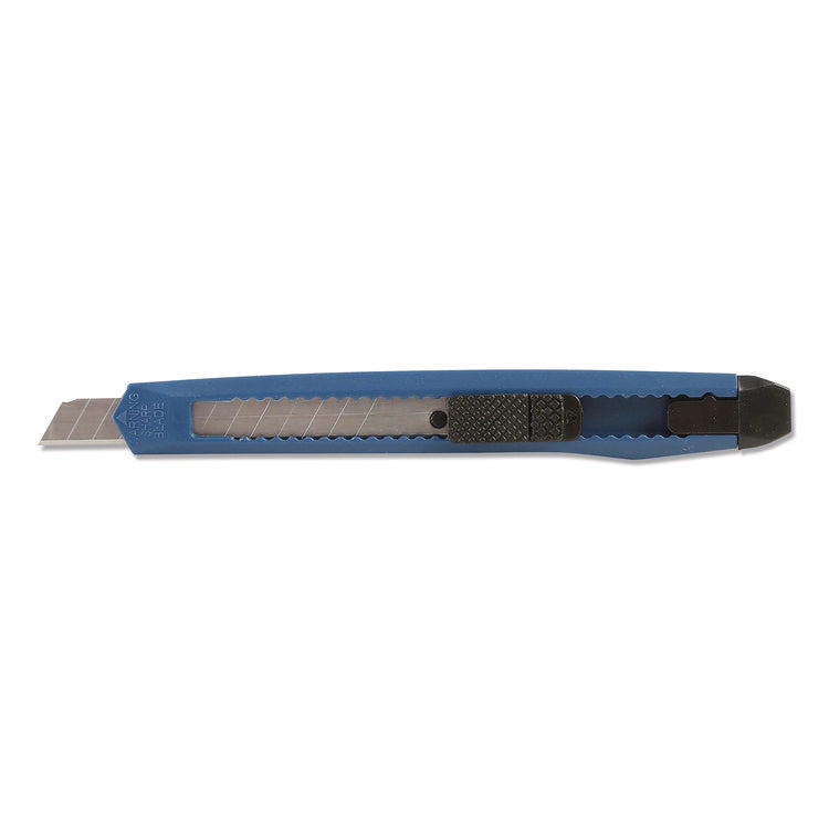 Snap-Off Utility Knife, 9 mm Blade, 5" Plastic Handle, Blue