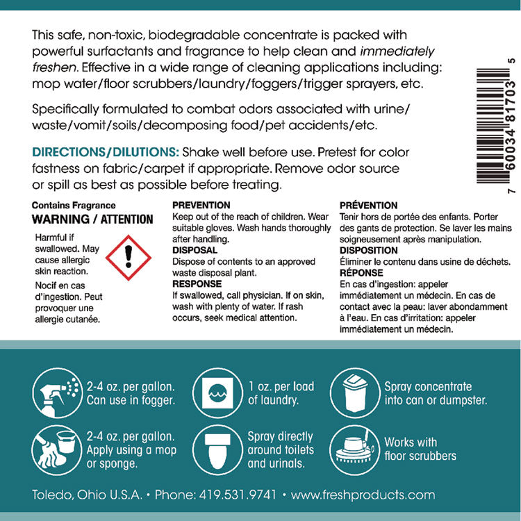 Conqueror 103 Odor Counteractant Concentrate, Tutti-Frutti, 32 Oz Bottle, 12/carton