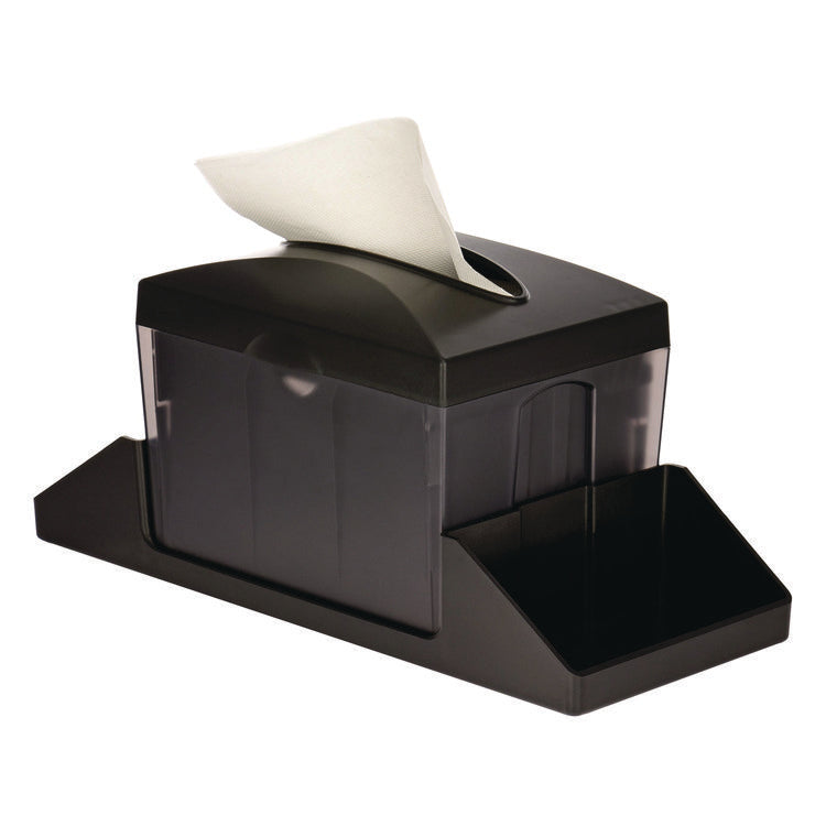 Interfold Table Top Dispenser Napkin Holder with Caddy, 6 x 14.17 x 6.5, Black