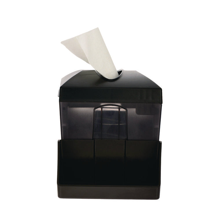 Interfold Table Top Dispenser Napkin Holder with Caddy, 6 x 14.17 x 6.5, Black