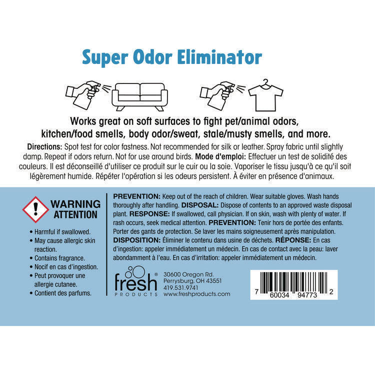Super Odor Eliminator, 32 Oz Spray Bottle, 6/carton