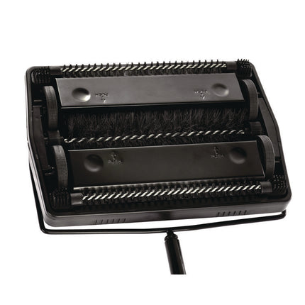 Manual Triple Brush Carpet and Floor Sweeper, 42.5" Handle, Black