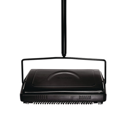 Manual Triple Brush Carpet and Floor Sweeper, 42.5" Handle, Black