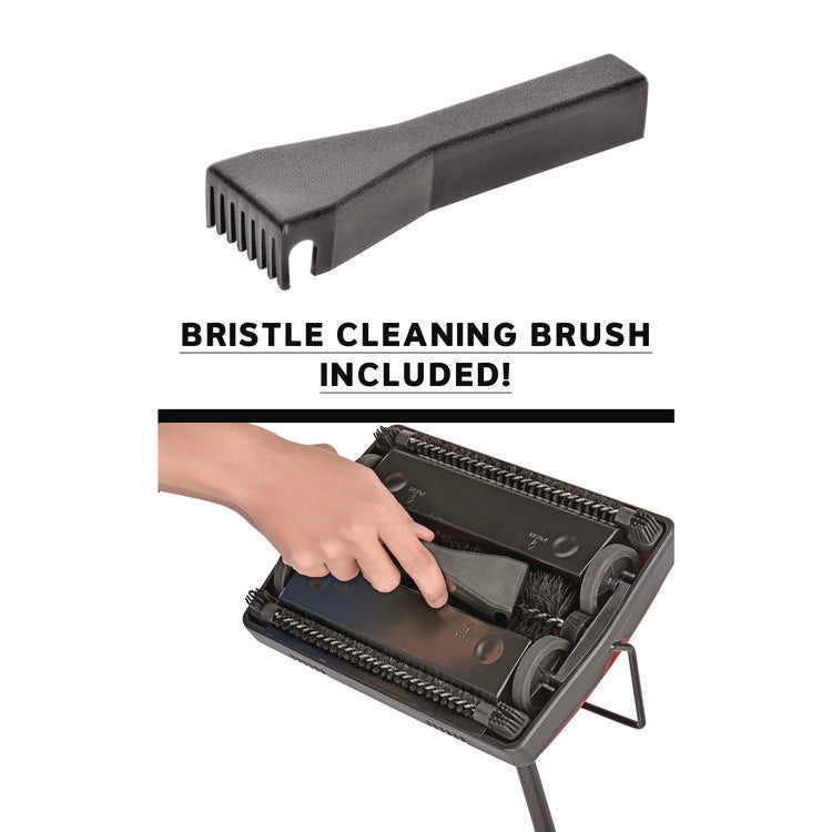 Manual Triple Brush Carpet and Floor Sweeper, 42.5" Handle, Red