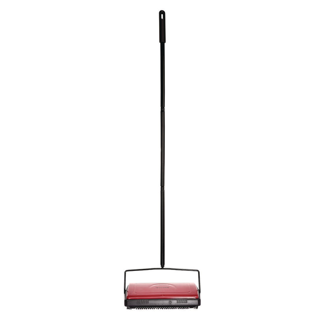 Manual Triple Brush Carpet and Floor Sweeper, 42.5" Handle, Red