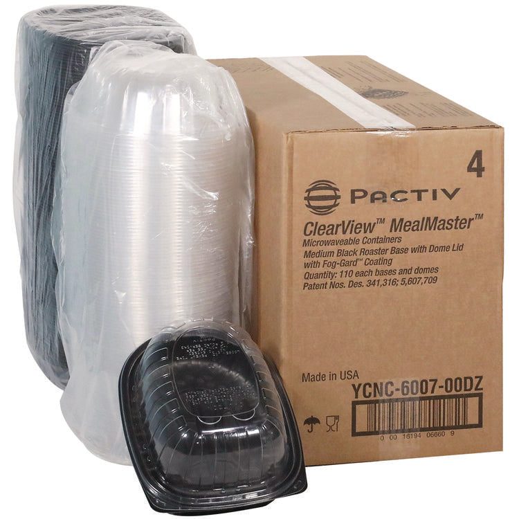 MealMaster Chicken Roaster Base/Lid, 10 x 7.5 x 4, Black/Clear, Plastic, 110/Carton