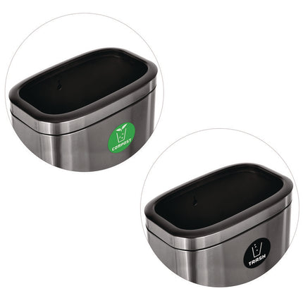 10.5 Gallon Compost and Trash Station, Brushed Stainless Steel