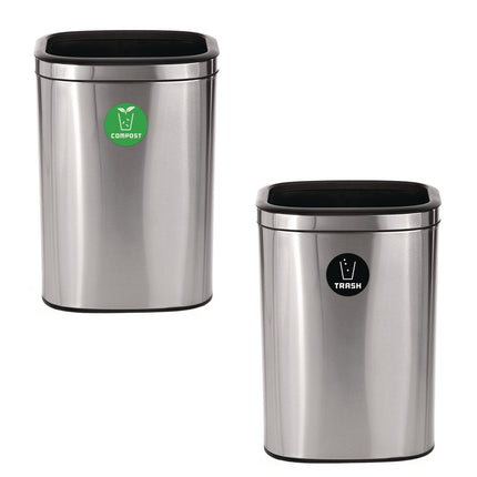 10.5 Gallon Compost and Trash Station, Brushed Stainless Steel