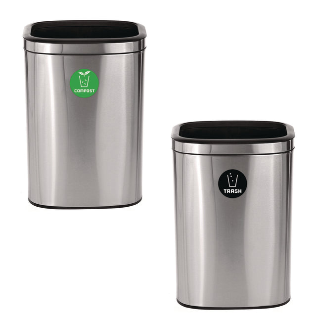 10.5 Gallon Compost and Trash Station, Brushed Stainless Steel