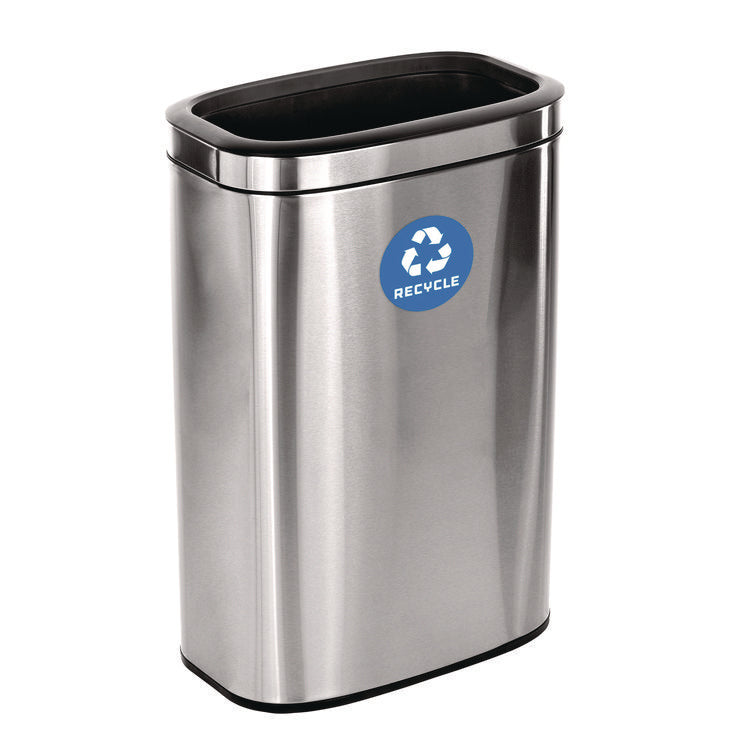 10.5 Gallon Slim Recycling Can, Brushed Stainless Steel