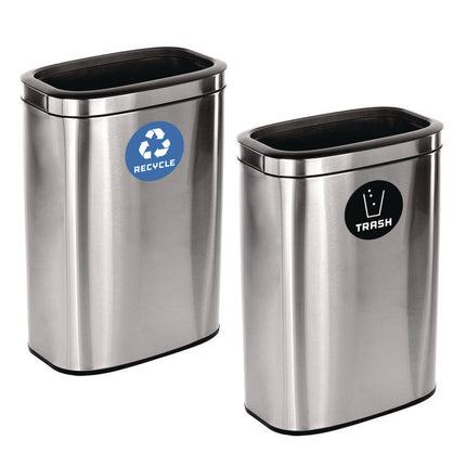 10.5 Gallon Recycle and Trash Station, Brushed Stainless Steel
