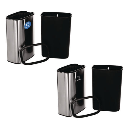 10.5 Gallon Recycle and Trash Station, Brushed Stainless Steel
