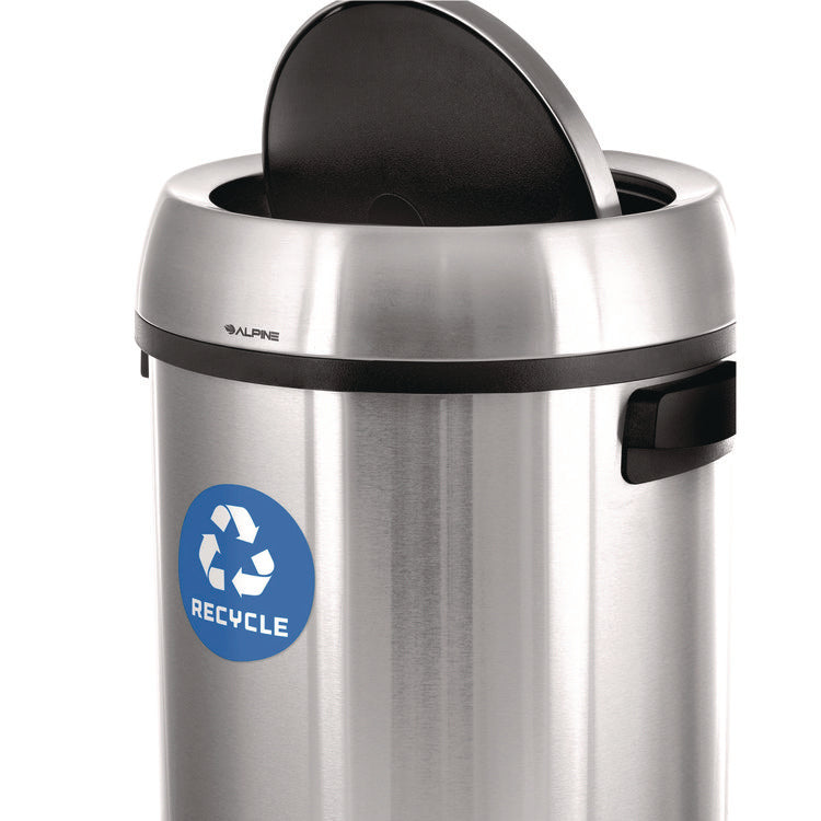 17 Gallon Stainless Steel Indoor Recycling Receptacle with Swivel Lid