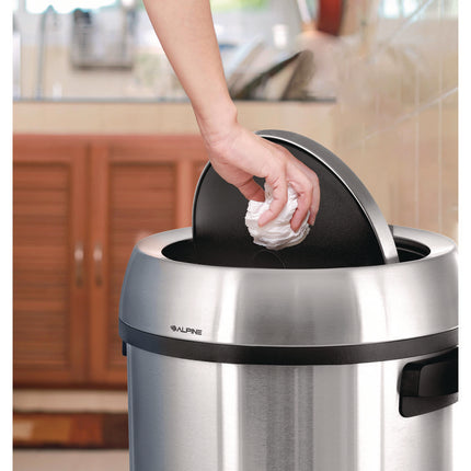 17 Gallon Stainless Steel Commercial Trash Can with Swing Lid